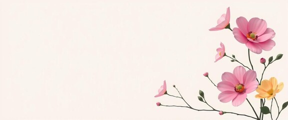 Pastel profile, minimalist floral design, delicate lines, soft colors, blossom, floral