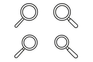 Magnifying glass line icon set. Search, find, and zoom symbol collection. Simple outline vector illustration for web, interface, and business analysis. Discovery and research concept.