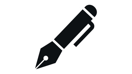 Ink Pen Illustration: A minimalist design showcases a classic ink pen, a timeless symbol of writing, creation, and communication, perfectly rendered with bold black lines.