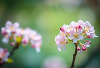 Soft focus spring blossoms, blue-green gradient bokeh, beauty, eco