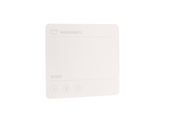 Blank recipe card with minimalist layout, isolated style on clean white background. Concept of editable kitchen element template. Ai generative