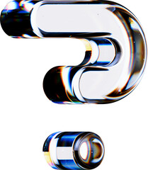 Set of 3d Rendered Letters made of Transparent Glass on White Background