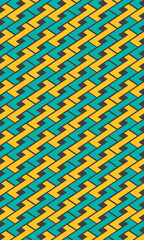 Colorful geometric seamless pattern with symmetric zigzag ornament. rhombs and parallelograms graphic contemporary background. Texture bright splicing infinite backdrop. Woven line&nbsp;batik&nbsp;motif.