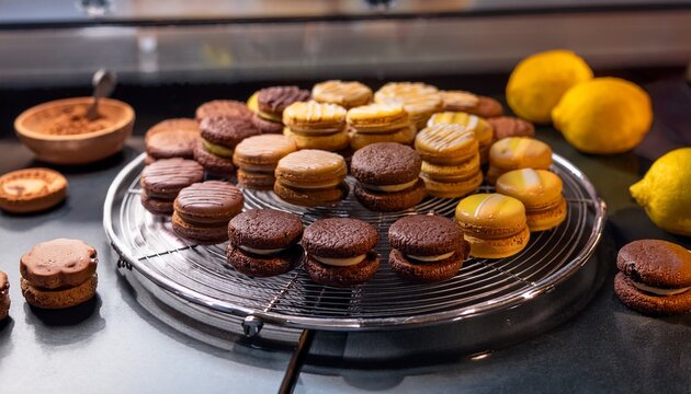 Assorted Doppelkeks Minis With Hazelnut Lemon And Cocoa Flavors On Display