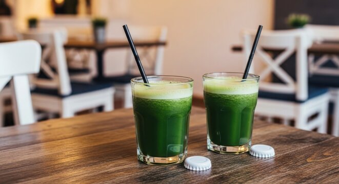 Refreshing green elixir served in tall glasses