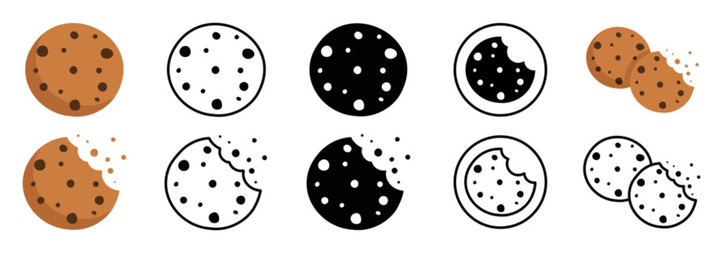 Website cookies - vector icons flat and linear. Web icons isolated on white.