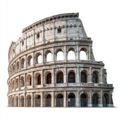Fototapeta premium Ancient Roman amphitheater isolated on white. Iconic landmark architecture