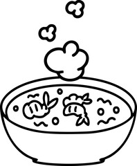 hot japanese shrimp in steaming bowl