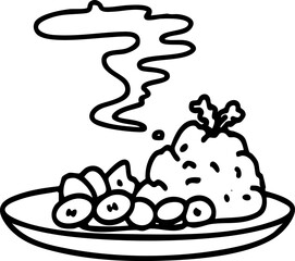 steaming japanese rice and beans meal