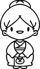 happy japanese woman in traditoinal outfit