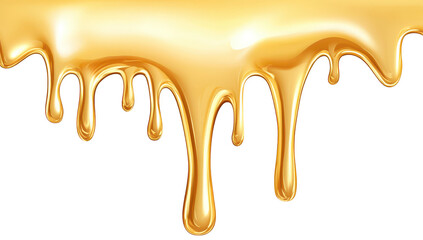 A vibrant. flowing golden liquid drips down against a clean white background. suggesting luxury and richness. ideal for use in design. advertising. or culinary contexts