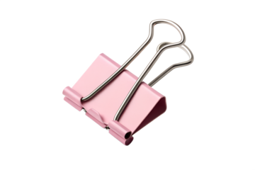 Pink binder clip isolated on white background
