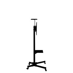 Silhouette of a black rolling tv stand isolated on white background
