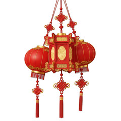 Traditional chinese red lanterns hanging festive decoration symbolizing good fortune and celebration