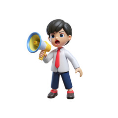 Businessman shouting through a megaphone