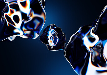 Abstract colorful shape, abstract holographic, 3d render