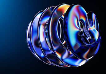 Abstract colorful shape, abstract holographic, 3d render