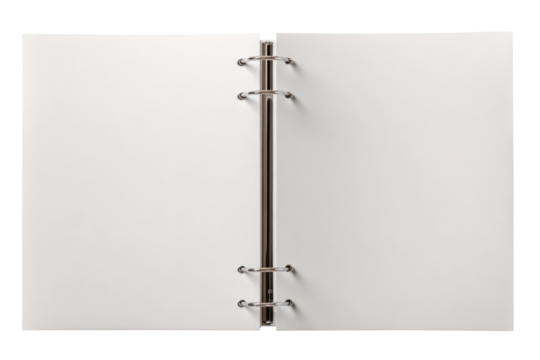PNG Open blank ring binder pages, transparent background