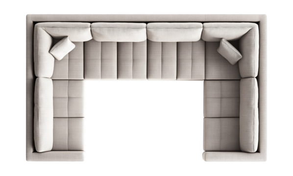 Modern U-Shaped Sofa Plan View with Cushions
