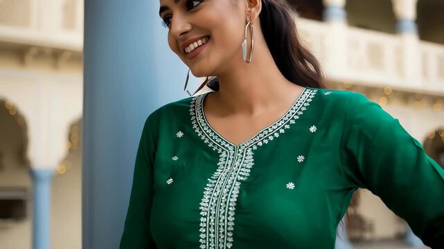young beautiful indian woman on diwali festival 