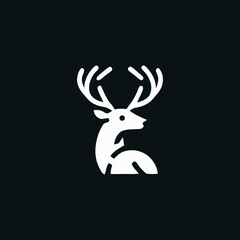 Minimalist Reindeer Logo Design in Geometric Style