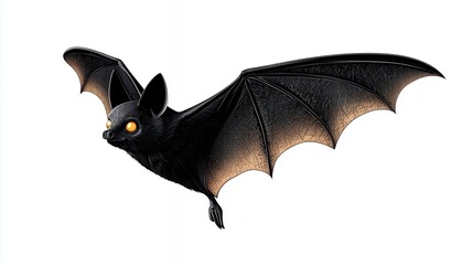 Fototapeta premium Black Bat in Flight Against White Background