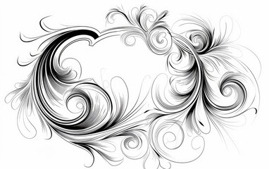 Fototapeta premium Ornate Flourish Frame, graphic design element, decorative border on plain background