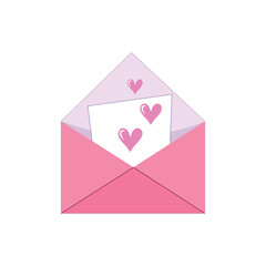 Love letter. Open envelope with heart on Valentine day. Vector Illustration for printing, backgrounds, covers and packaging. Image can be used for greeting cards, posters, stickers and textile.