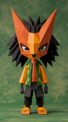 Low Poly Orange And Black Fox Character 3D Render
