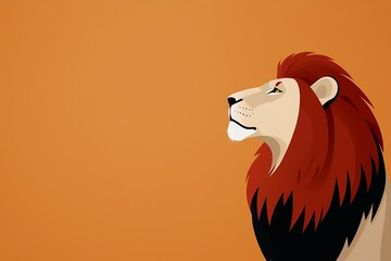 Majestic Lion Profile Pixel Art Wildlife Portrait Against Burnt Orange