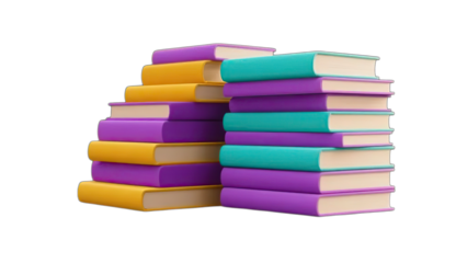 A vibrant stack of colorful books represents learning and education