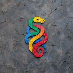 Multicolored Snake Design on Textured Gray Background