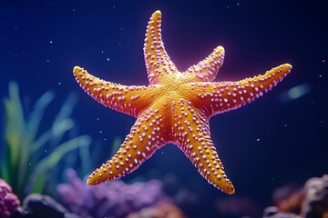 Pixel Art Starfish in Underwater Scene