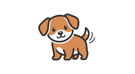 Obraz premium Adorable cartoon puppy illustration with happy expression and wagging tail design