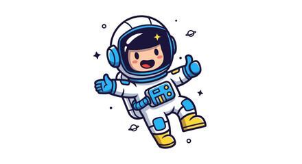 Cartoon astronaut giving thumbs up in space representing future technology and exploration