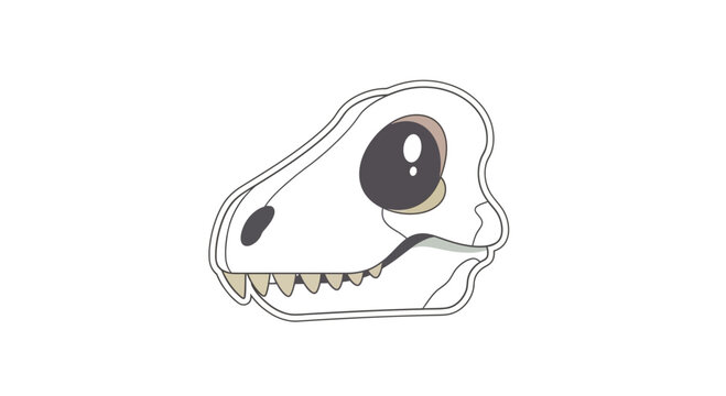 Cartoon illustration of a dinosaur skull, perfect for educational materials or playful designs