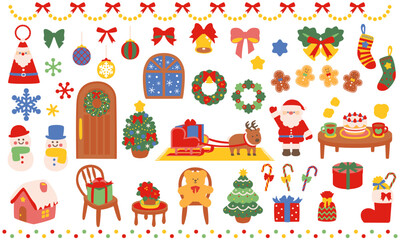 アットホームなかわいいクリスマスのイラスト素材セット