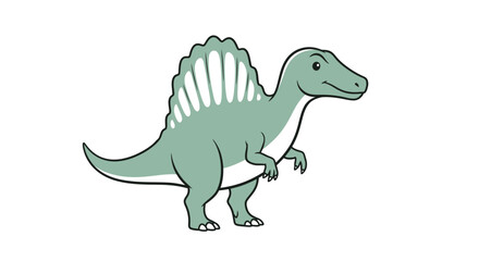Naklejka premium Cartoonish portrayal of a Spinosaurus with simplistic design features on a white background