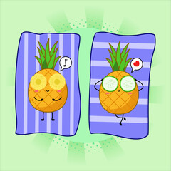 Cute pineapple cartoon.Vector illustration design. EPS 10.