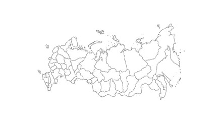 Detailed outline map of the Russian Federation showcasing regional borders and geographic