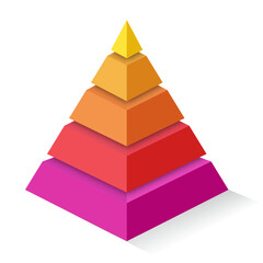 Pyramid infographic 3D template color style for presentation, start up project, business strategy, theory basic operation, logic analysis vector 10 eps