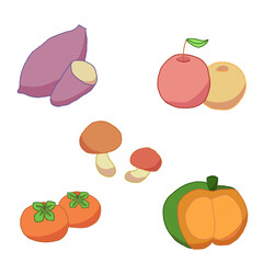 秋の味覚のイラスト