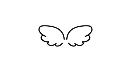 Minimalist Angel Wings Outline Design, Symbolizing Freedom and Hope with Simple Elegance