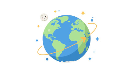 Naklejka premium Stylized earth illustration featuring planetary orbit and cosmic decorative elements