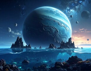 Cosmic underwater scene