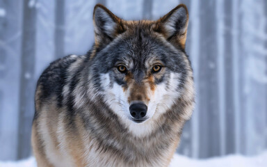 Naklejka premium Majestic Grey Wolf in the Snow