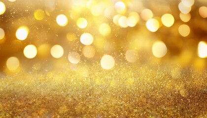 Abstract Golden Background With Bokeh Effect And Shining Defocused Glitters Festive Gold Texture For Christmas New Year Birthday Celebration Greeting Victory Success Magic Party