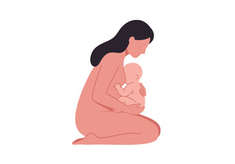 A nursing woman cradles her infant