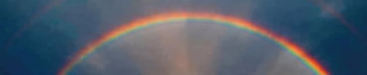 Vibrant rainbow arching across a dramatic, dark sky after a summer rain shower The colors are rich and saturated, offering a stunning natural spectacle , optical phenomenon, colorful sky