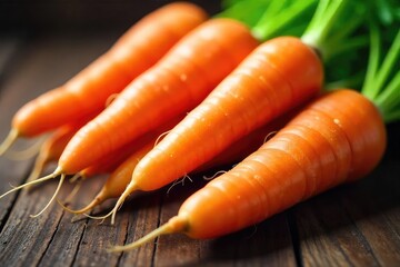 Vibrant orange carrots bursting with juicy sweetness, freshly harvested and ready to be enjoyed Close-up shot highlighting the rich color and texture , vegetable, orange